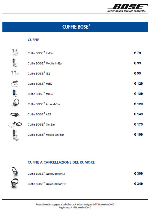 BOSE cuffie audio